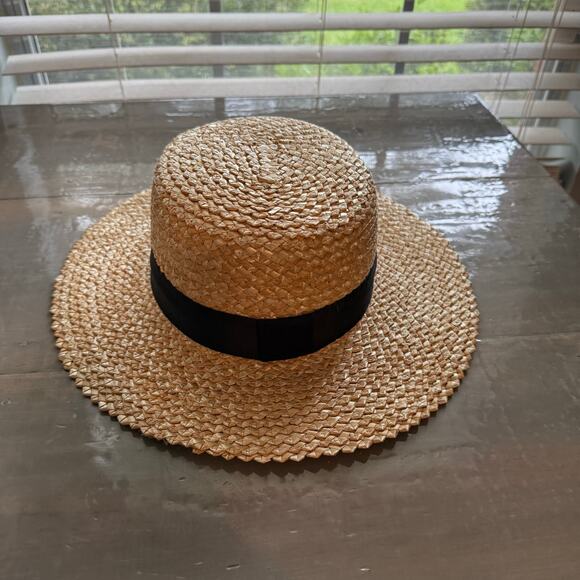 Lack of Color Black Band Rico Zigzag Boater Hat Sz M - Picture 5 of 14